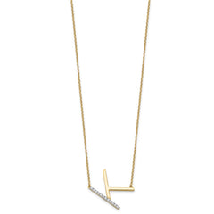 14K Sideways Diamond Initial K Necklace
