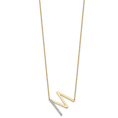 14K Sideways Diamond Initial M Necklace