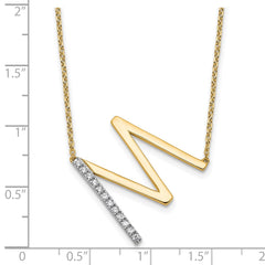 14K Sideways Diamond Initial M Necklace