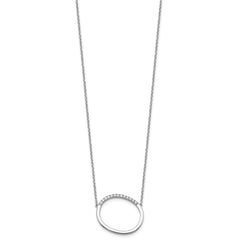 14K White Gold Sideways Diamond Initial O Necklace