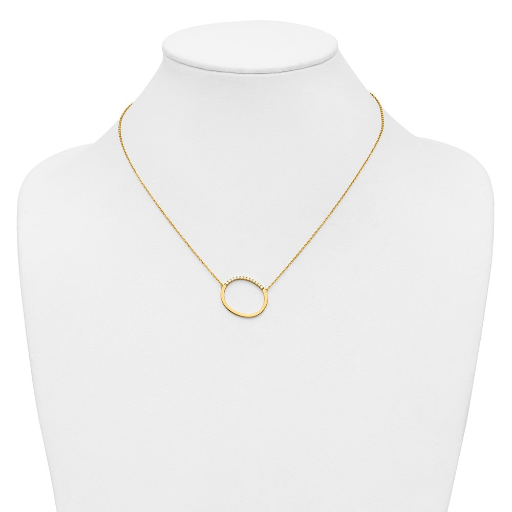 14K Sideways Diamond Initial O Necklace