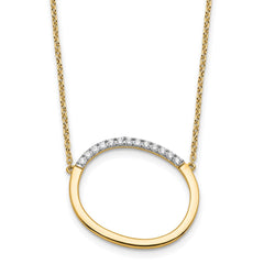 14K Sideways Diamond Initial O Necklace