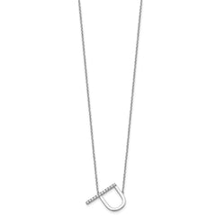 14K White Gold Sideways Diamond Initial P Necklace