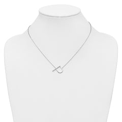 14K White Gold Sideways Diamond Initial P Necklace