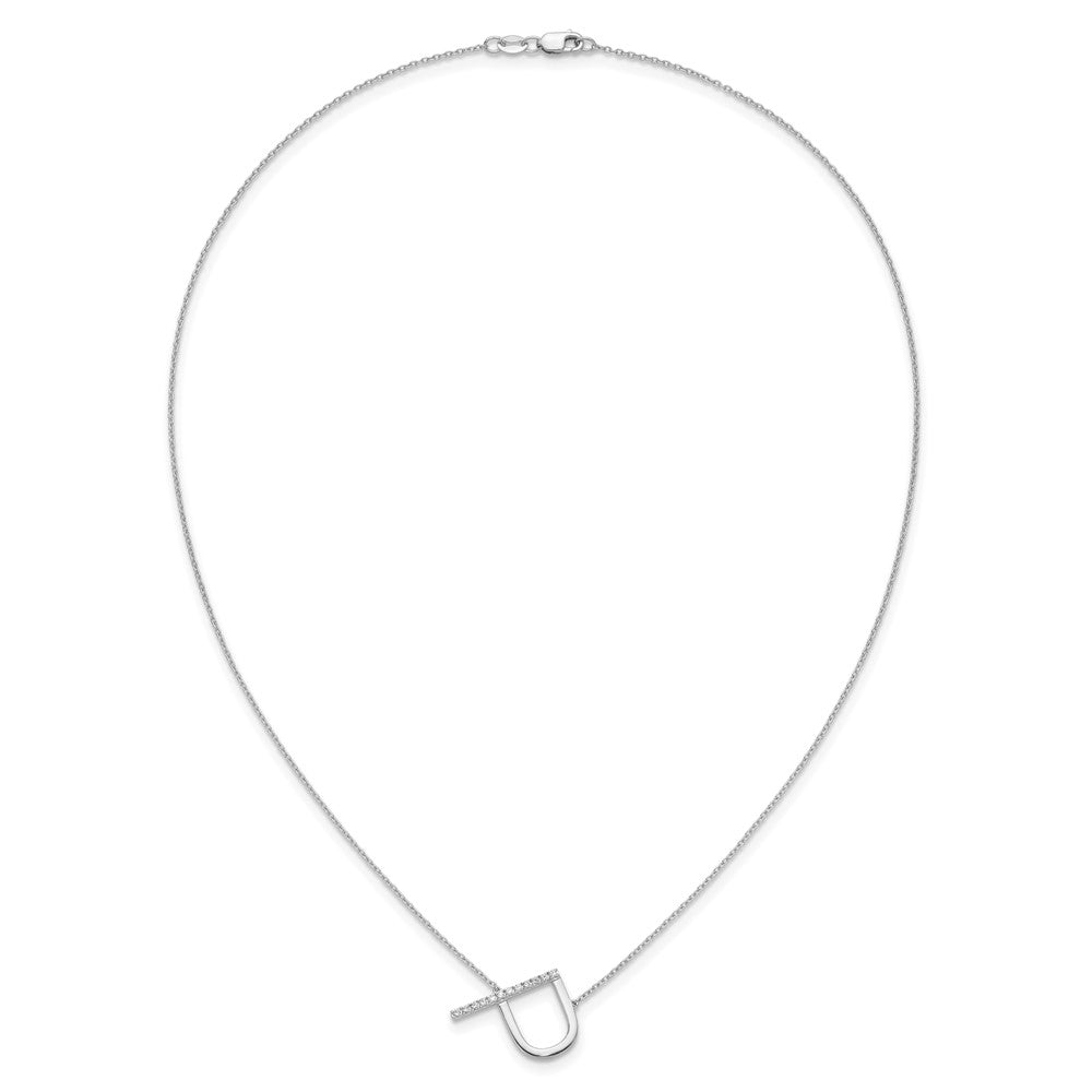 14K White Gold Sideways Diamond Initial P Necklace