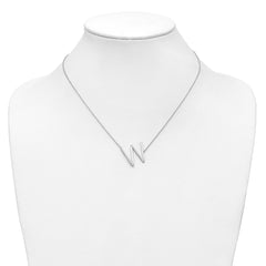 14K White Gold Sideways Diamond Initial W Necklace