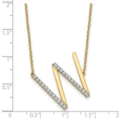 14K Sideways Diamond Initial W Necklace