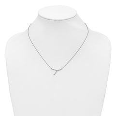 14K White Gold Sideways Diamond Initial Y Necklace