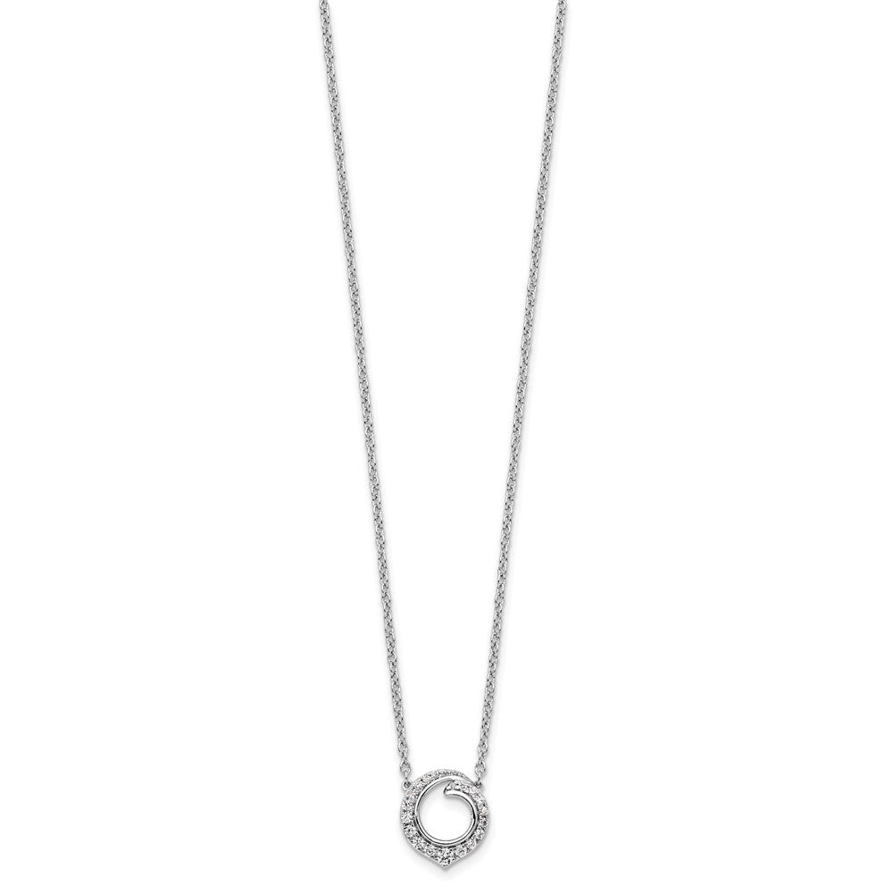 14k White Gold 1/4 carat Diamond Fancy Swirl Circle 18 inch Necklace