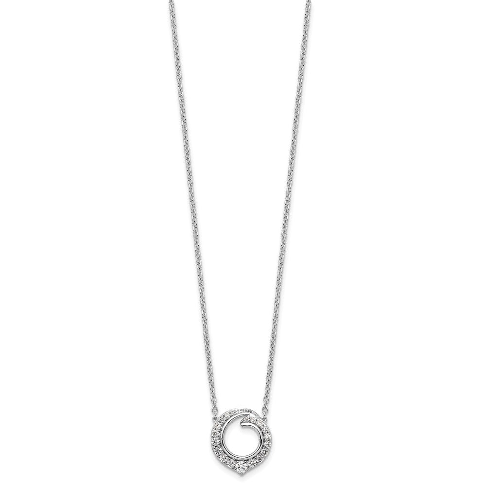 14k White Gold Fancy Circle Diamond 18in Necklace