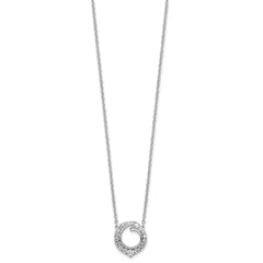 14k White Gold Fancy Circle Diamond 18in Necklace