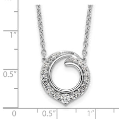 14k White Gold Fancy Circle Diamond 18in Necklace