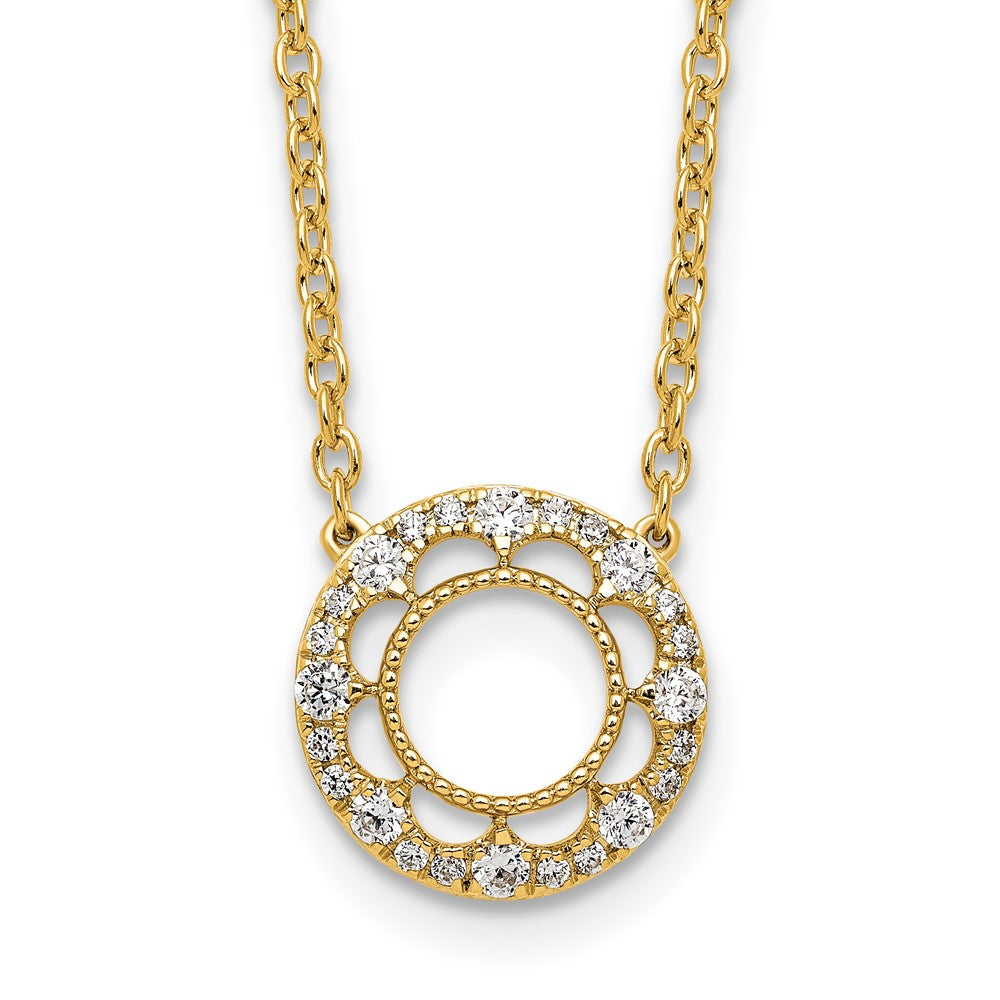 14k Fancy Circle Diamond 18in Necklace