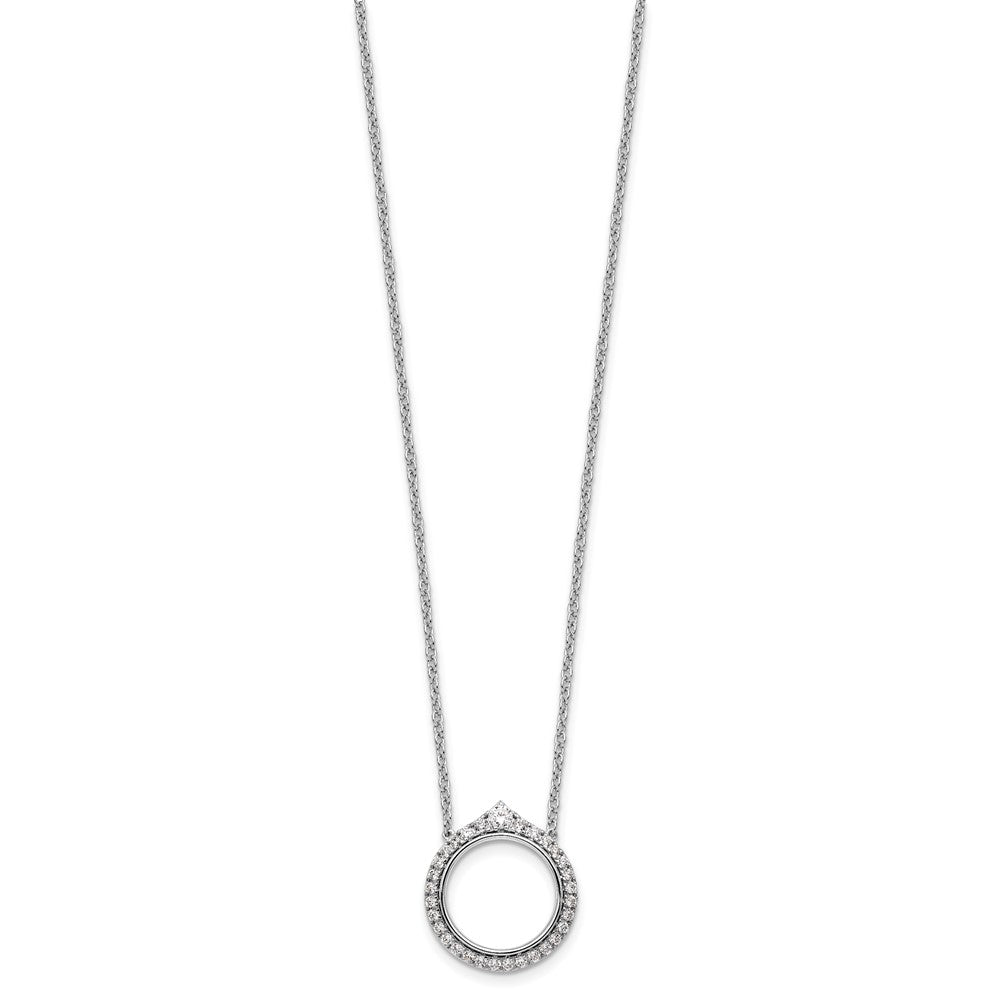 14k White Gold Fancy Circle Diamond 18in Necklace