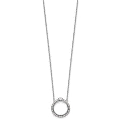 14k White Gold Fancy Circle Diamond 18in Necklace