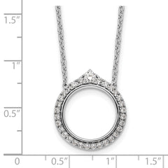 14k White Gold Fancy Circle Diamond 18in Necklace