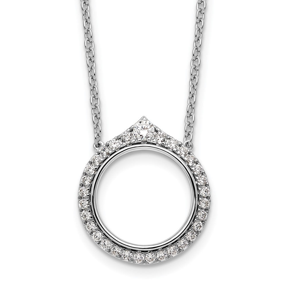 14k White Gold Fancy Circle Diamond 18in Necklace