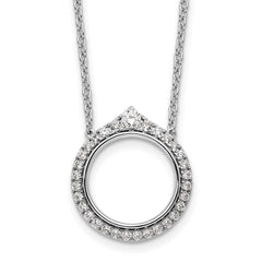 14k White Gold Fancy Circle Diamond 18in Necklace