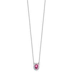 14k White Gold Diamond and Oval Ruby 18 inch Necklace