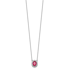 14k White Gold Diamond and Oval Ruby 18 inch Necklace