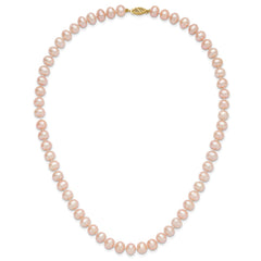 14k 7-8mm Pink Near-Round Freshwater Cultured Pearl 18 inch Necklace