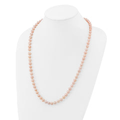 14k 7-8mm Pink Near-Round Freshwater Cultured Pearl 24 inch Necklace