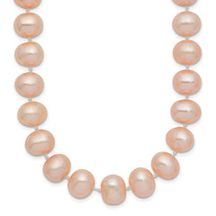 14k 8-9mm Pink Near Round Freshwater Cultured Pearl Necklace 2025-B