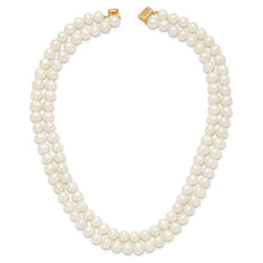 14k 7-9mm White Freshwater Cultured Pearl 2-strand Necklace