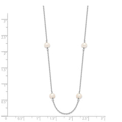 14k White Gold 4-5mm White Near-Round Freshwater Cultured Pearl 8-Station 16 inch Necklace
