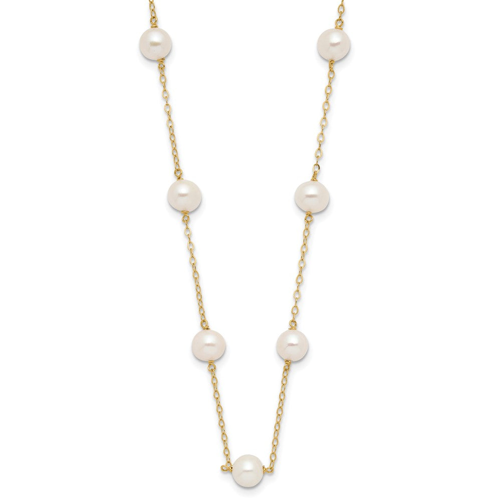 14K 5.5-6.5mm White Near Round Freshwater Cultured Pearl 12-station 18 inch Necklace