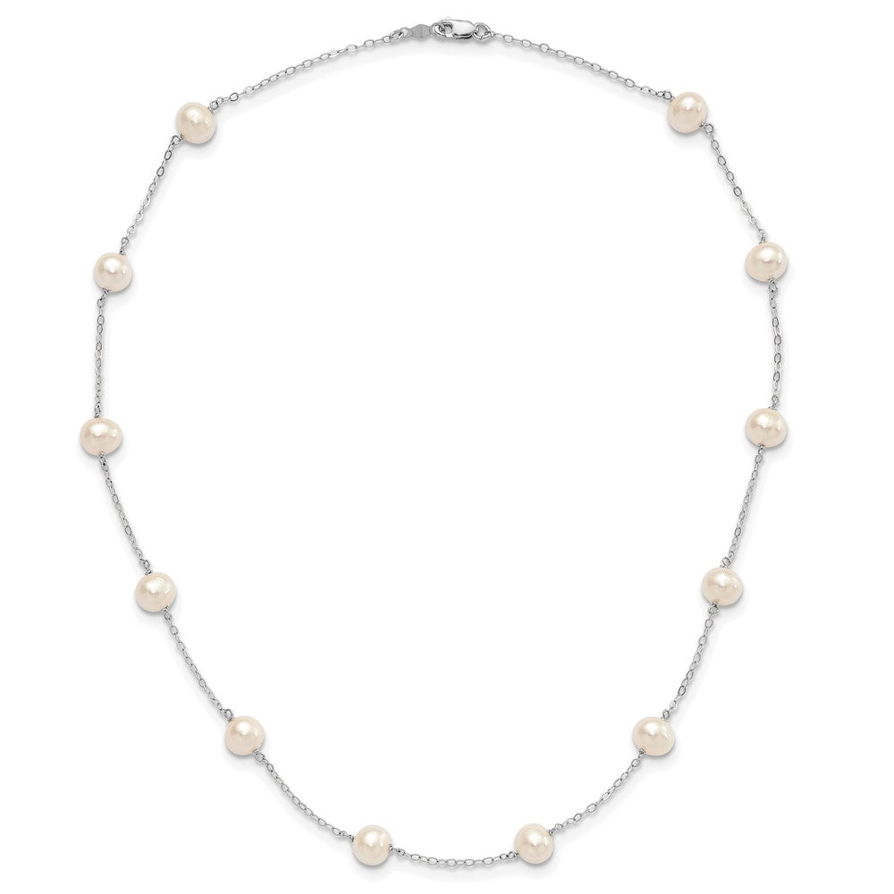 14k White Gold 5.5-6.5mm Near Round White Freshwater Cultured Pearl 12-station 18 inch Necklace
