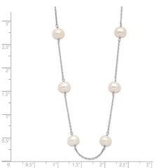 14k White Gold 6-7mm White Near-Round Freshwater Cultured Pearl 12-Station 16 inch Necklace