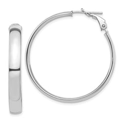 14k White Gold High Polished 5mm Omega Back Hoop Earrings - 3