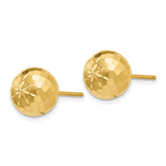 14k 9mm Diamond-cut Mirror Ball Post Earrings