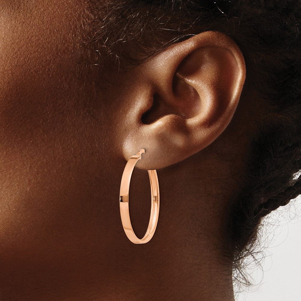 14K Rose Gold 3mm Large Hoop Earrings