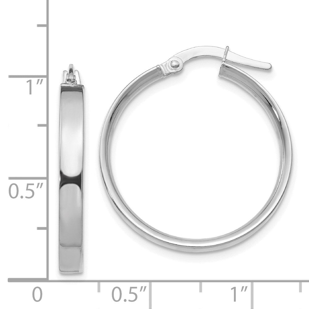 14K White Gold 3mm Medium Hoop Earrings