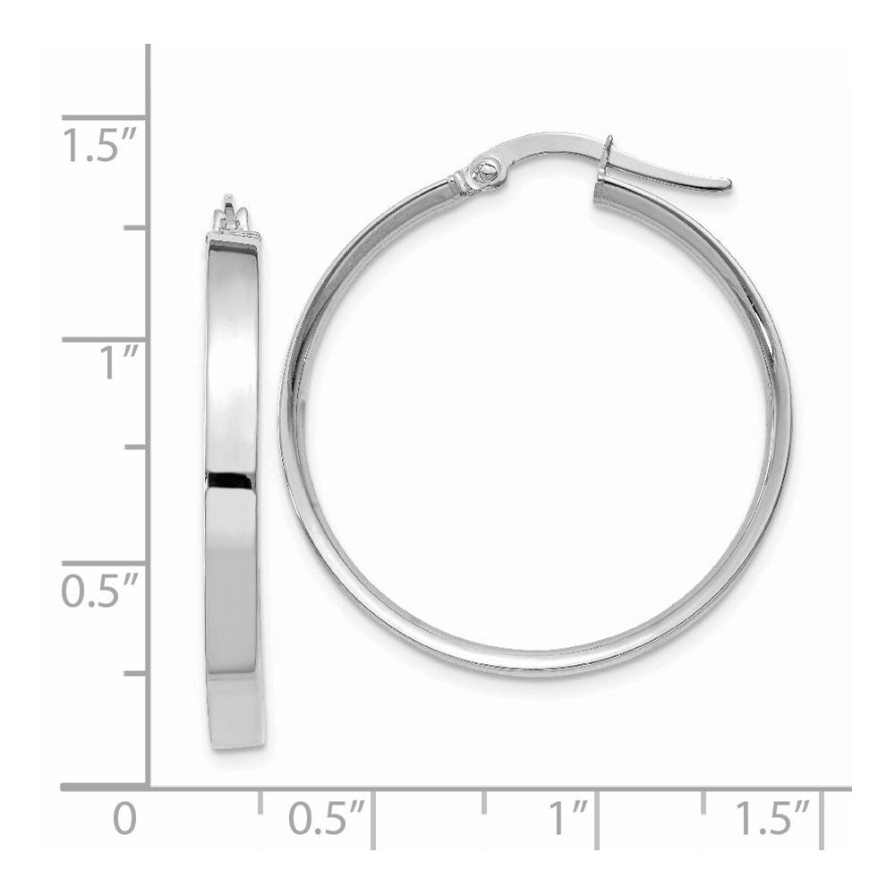 14K White Gold 3mm Large Hoop Earrings