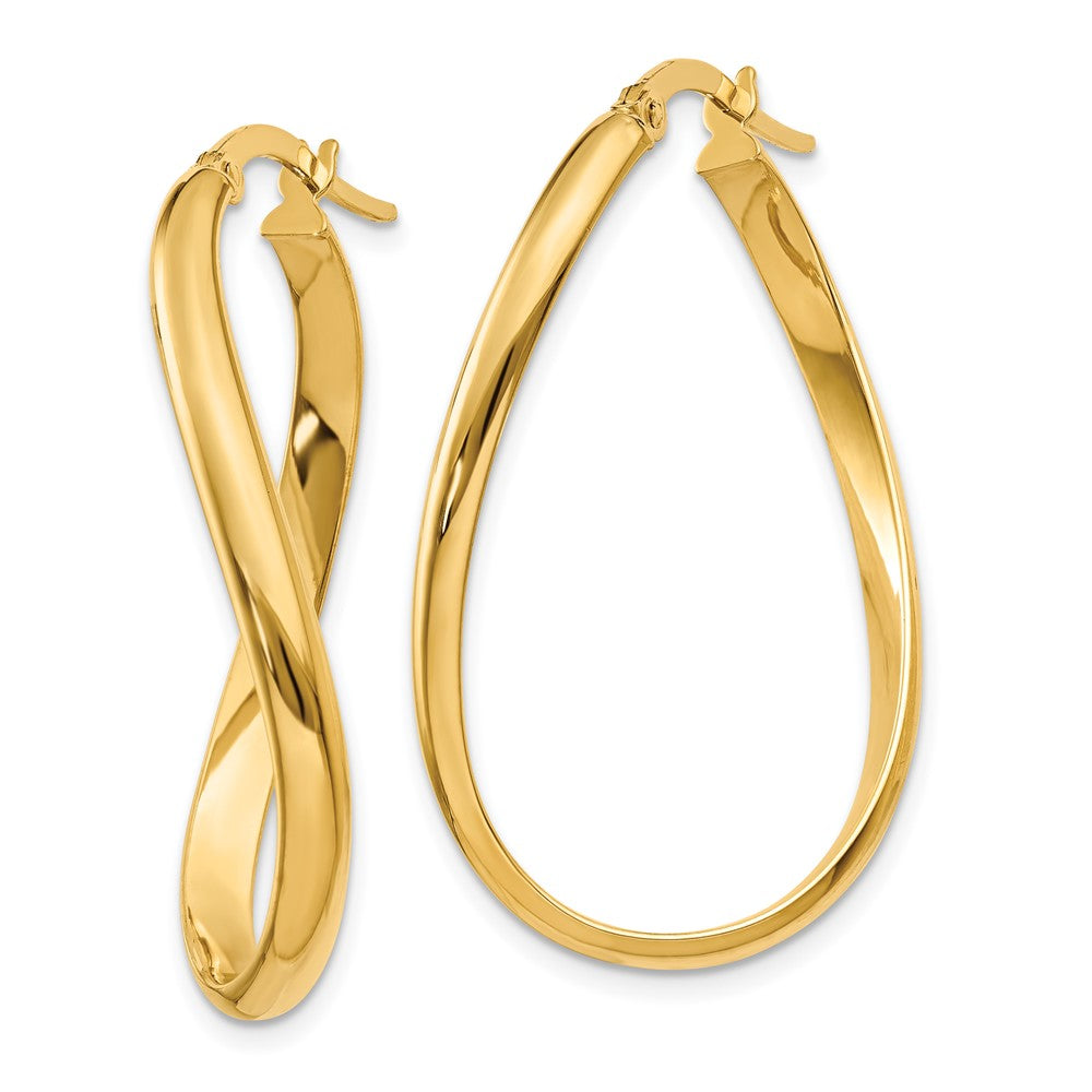 14k 3mm Twisted Oval Hoop Earrings