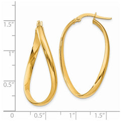 14k 3mm Twisted Oval Hoop Earrings