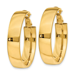 14k 6.75mm Large Omega Back Hoop Earrings