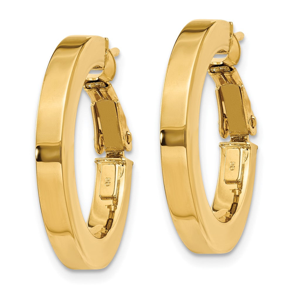 14k 3mm Square Tube Round Hoop Earrings