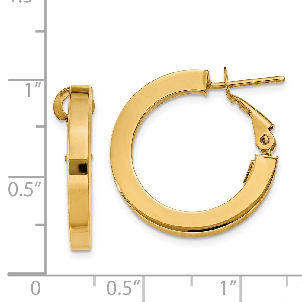 14k 3mm Square Tube Round Hoop Earrings