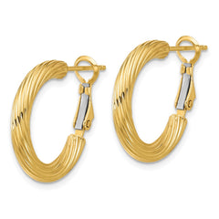 14k 3x15mm Twisted Round Hoop Earrings