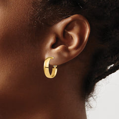 14k High Polished 5mm Omega Back Hoop Earrings - 2