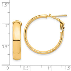 14k High Polished 5mm Omega Back Hoop Earrings