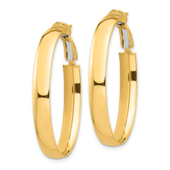 14k High Polished 5mm Oval Omega Back Hoop Earrings