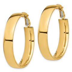 14k High Polished 7mm Omega Back Hoop Earrings