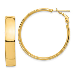 14k High Polished 7mm Omega Back Hoop Earrings - 2