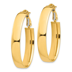 14k High Polished 7mm Omega Back Oval Hoop Earrings