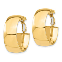 14k High Polished 10mm Omega Back Hoop Earrings